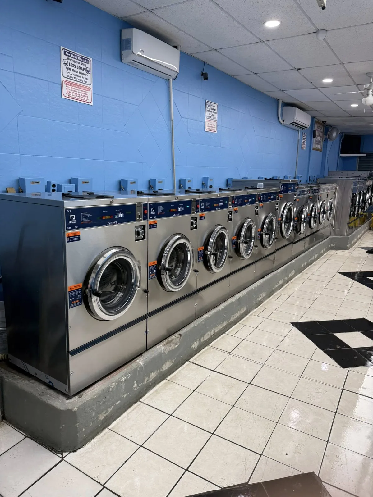 Row of laundromat machines